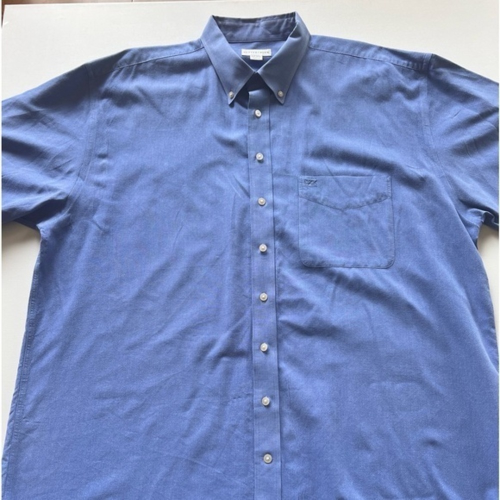 EUC Cutter & Buck Shirt Mens 2XL BlueButton Up Short Sleeve Cotton‎ 🔥 (Q)